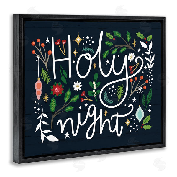 Stupell Industries Louise Allen Designs | Holy Night Modern Calligraphy Holiday Winter Botanicals Wall Art