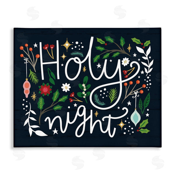 stupell industries Louise Allen Designs | Holy Night Modern Calligraphy Holiday Winter Botanicals Wall Art