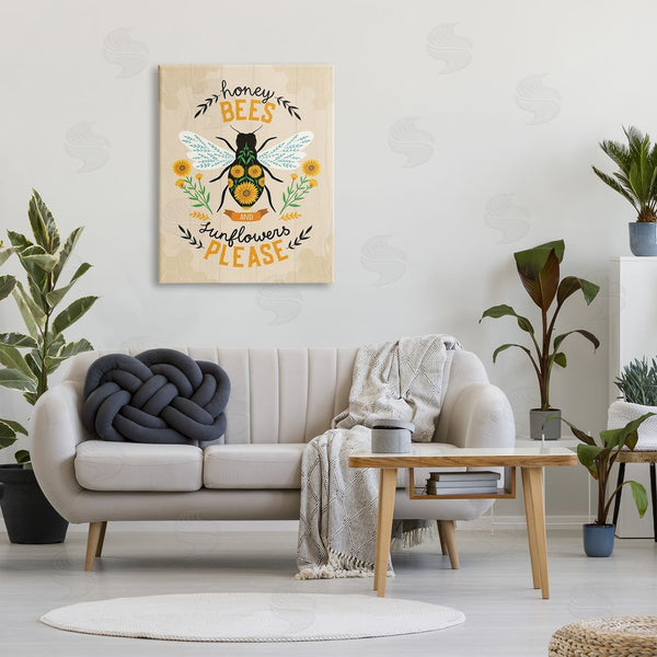 Stupell Industries Louise Allen Designs | Honey Bees Sunflowers Please Spring Garden Floral Phrase Wall Art