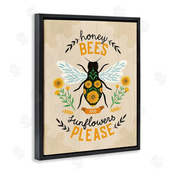 Stupell Industries Louise Allen Designs | Honey Bees Sunflowers Please Spring Garden Floral Phrase Wall Art