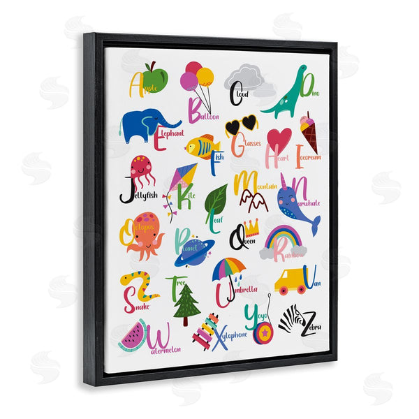 Stupell Industries Louise Allen Designs | Learning Alphabet Letters Various Animals Food Things Wall Art