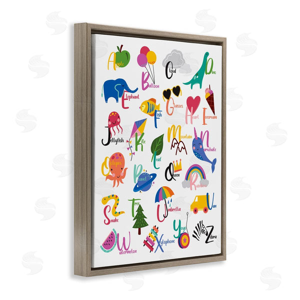 Stupell Industries Louise Allen Designs | Learning Alphabet Letters Various Animals Food Things Wall Art