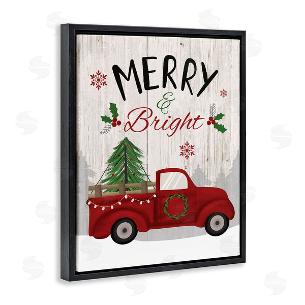 Stupell Industries Louise Allen Designs | Merry & Bright Phrase Red Truck Holiday Forest Wall Art