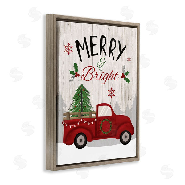Stupell Industries Louise Allen Designs | Merry & Bright Phrase Red Truck Holiday Forest Wall Art