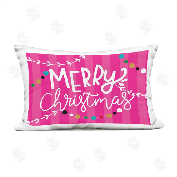 Stupell Industries Louise Allen Designs | Merry Christmas Over Pink Stripes Printed Throw Pillow
