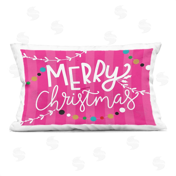 stupell industries Louise Allen Designs | Merry Christmas over Pink Stripes Printed Throw Pillow