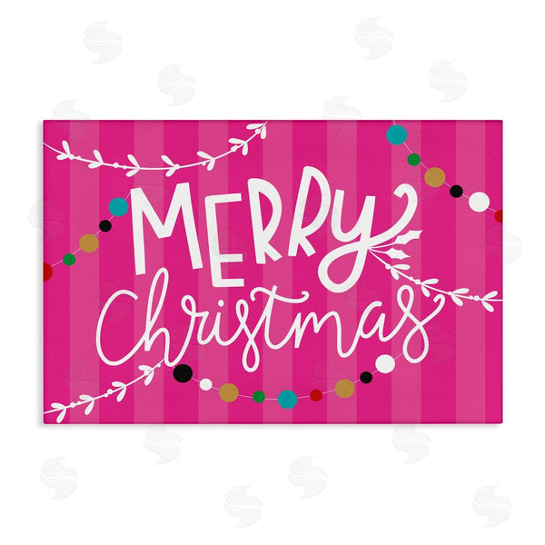 stupell industries Louise Allen Designs | Merry Christmas over Pink Stripes