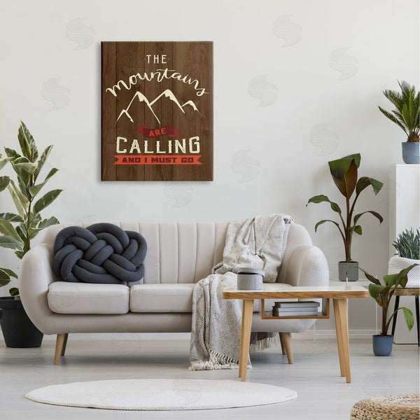 Stupell Industries Louise Allen Designs | Mountains Are Calling Must Go Timber Patterned Background Wall Art