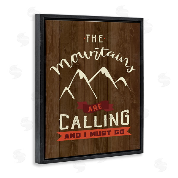 Stupell Industries Louise Allen Designs | Mountains Are Calling Must Go Timber Patterned Background Wall Art