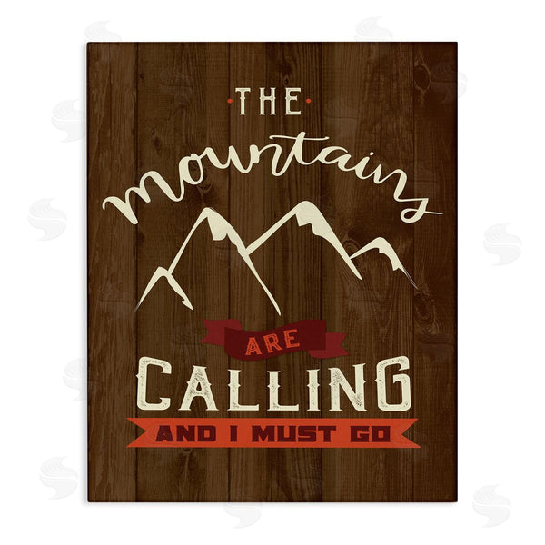 stupell industries Louise Allen Designs | Mountains Are Calling Must Go Timber Patterned Background Wall Art