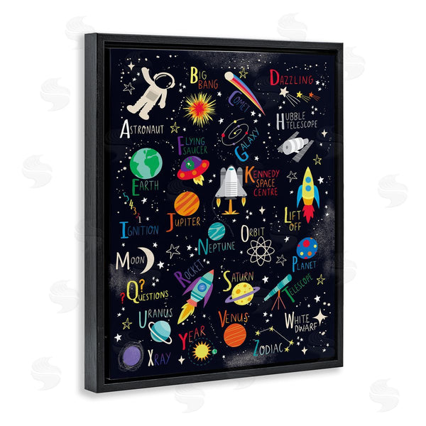 Stupell Industries Louise Allen Designs | Outer Space Fun Alphabet Kid's ABC Typography Wall Art