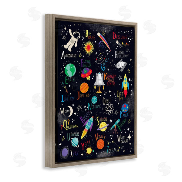 Stupell Industries Louise Allen Designs | Outer Space Fun Alphabet Kid's ABC Typography Wall Art