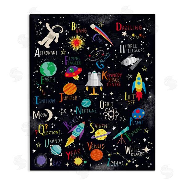 stupell industries Louise Allen Designs | Outer Space Fun Alphabet Kid's ABC Typography Wall Art