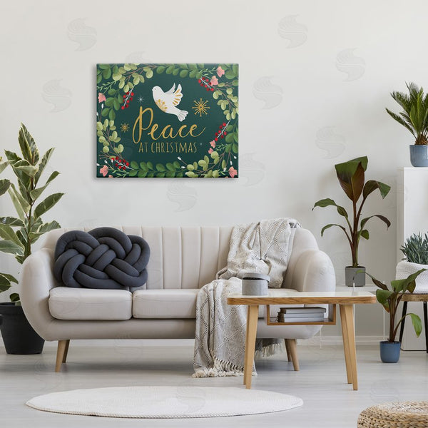Stupell Industries Louise Allen Designs | Peace At Christmas Phrase White Dove Holiday Holly Wall Art