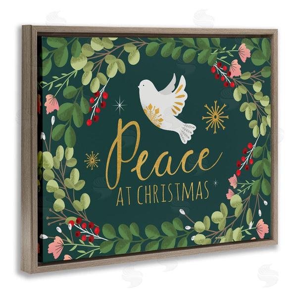 Stupell Industries Louise Allen Designs | Peace At Christmas Phrase White Dove Holiday Holly Wall Art