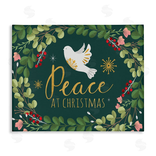 stupell industries Louise Allen Designs | Peace at Christmas Phrase White Dove Holiday Holly Wall Art