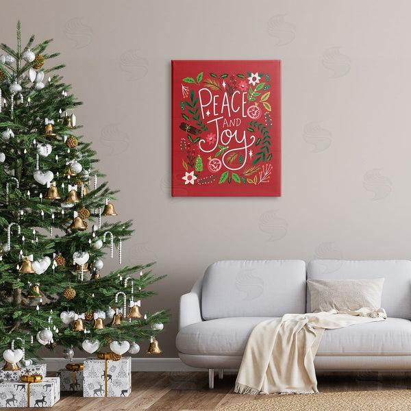Stupell Industries Louise Allen Designs | Peace & Joy Holiday Botanicals Plants Modern Calligraphy Wall Art