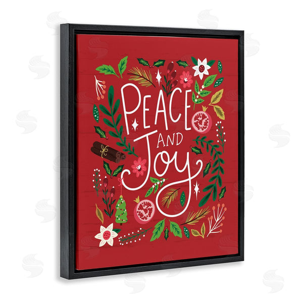 Stupell Industries Louise Allen Designs | Peace & Joy Holiday Botanicals Plants Modern Calligraphy Wall Art