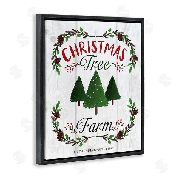 Stupell Industries Louise Allen Designs | Rustic Christmas Tree Farm Advertisement Green Pine Holly Wall Art