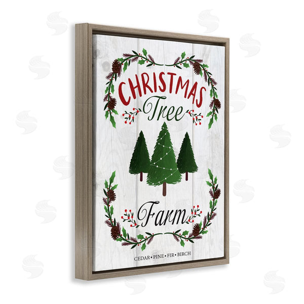 Stupell Industries Louise Allen Designs | Rustic Christmas Tree Farm Advertisement Green Pine Holly Wall Art