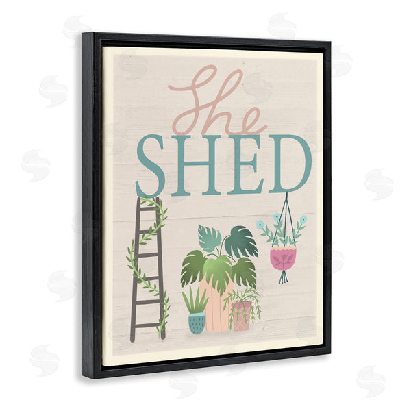 Stupell Industries Louise Allen Designs | She Shed Sign Tropical Plants Ladder And Green Vines Wall Art