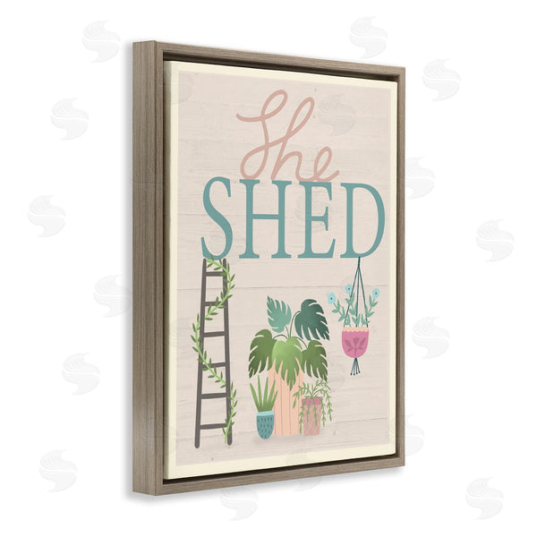 Stupell Industries Louise Allen Designs | She Shed Sign Tropical Plants Ladder And Green Vines Wall Art