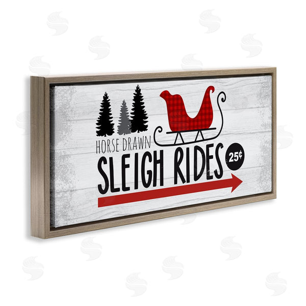 Stupell Industries Louise Allen Designs | Sleigh Rides Rustic Grain Pattern Holiday Signage Wall Art