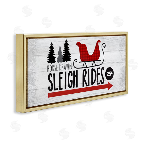 Stupell Industries Louise Allen Designs | Sleigh Rides Rustic Grain Pattern Holiday Signage Wall Art