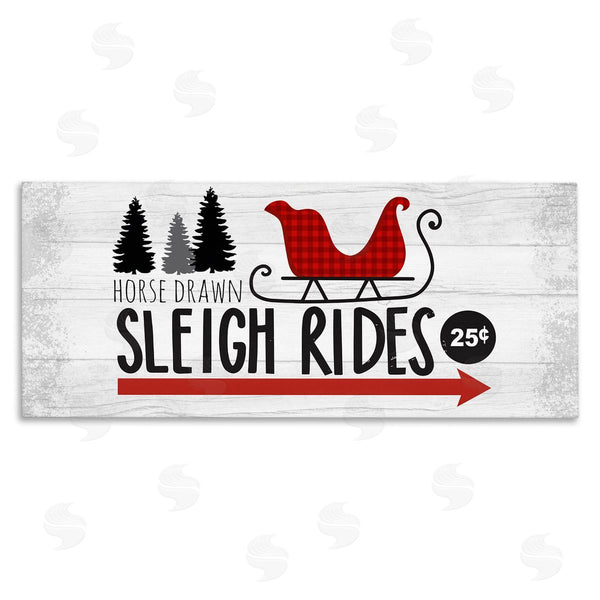 stupell industries Louise Allen Designs | Sleigh Rides Rustic Grain Pattern Holiday Signage Wall Art