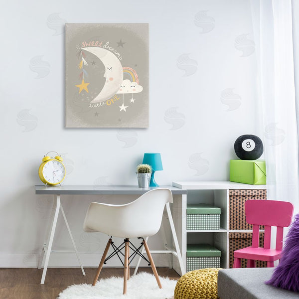 Stupell Industries Louise Allen Designs | Sweet Dreams Little One Sentiment Sleeping Crescent Moon Wall Art