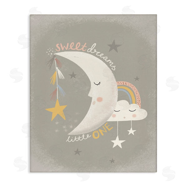 stupell industries Louise Allen Designs | Sweet Dreams Little One Sentiment Sleeping Crescent Moon Wall Art