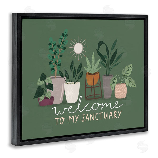 Stupell Industries Louise Allen Designs | Welcome To My Sanctuary Phrase Green House Plants Wall Art