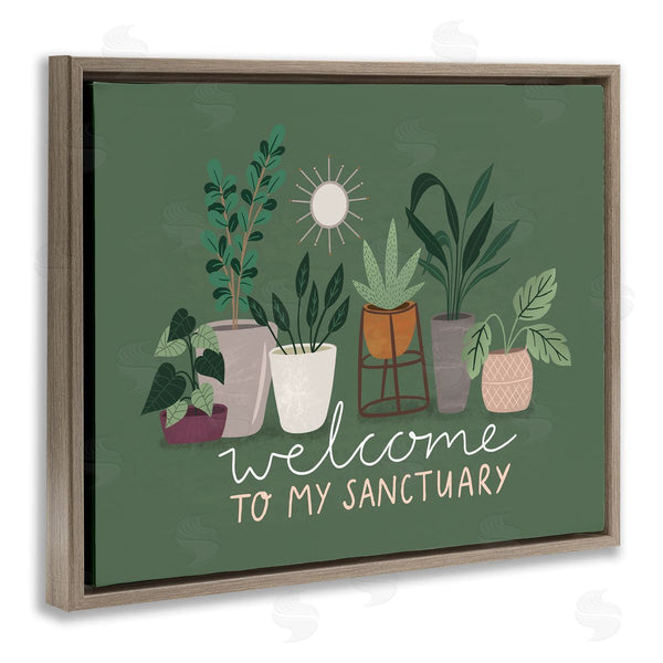 Stupell Industries Louise Allen Designs | Welcome To My Sanctuary Phrase Green House Plants Wall Art