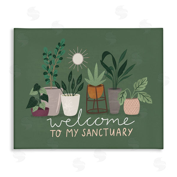 stupell industries Louise Allen Designs | Welcome to My Sanctuary Phrase Green House Plants Wall Art
