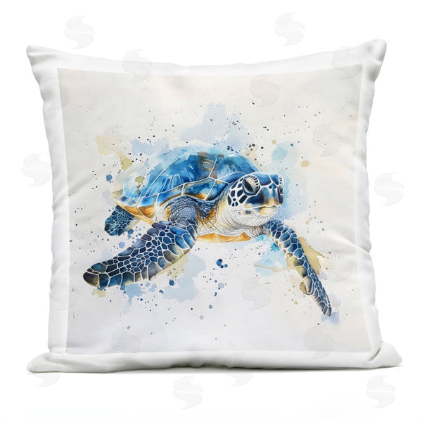 Stupell Industries LSR Creative Studio | Blue Sea Turtle With Splatter Printed Throw Pillow