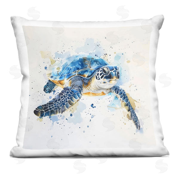 stupell industries LSR Creative Studio | Blue Sea Turtle with Splatter Printed Throw Pillow