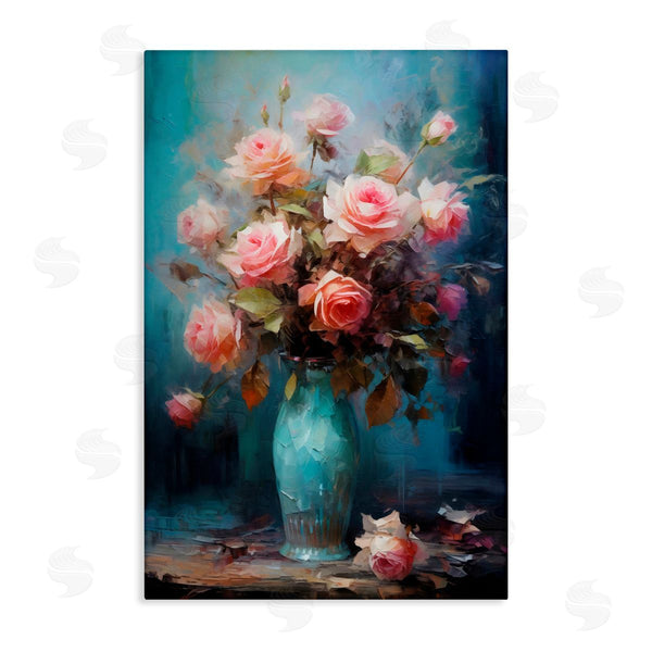 stupell industries LSR Creative Studio | Blue Vase with Pink Roses
