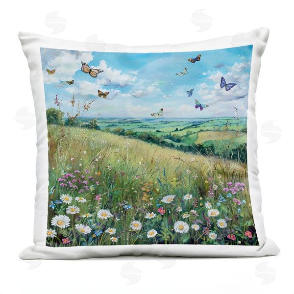 Stupell Industries LSR Creative Studio | Butterflies In Tranquil Meadow Printed Throw Pillow