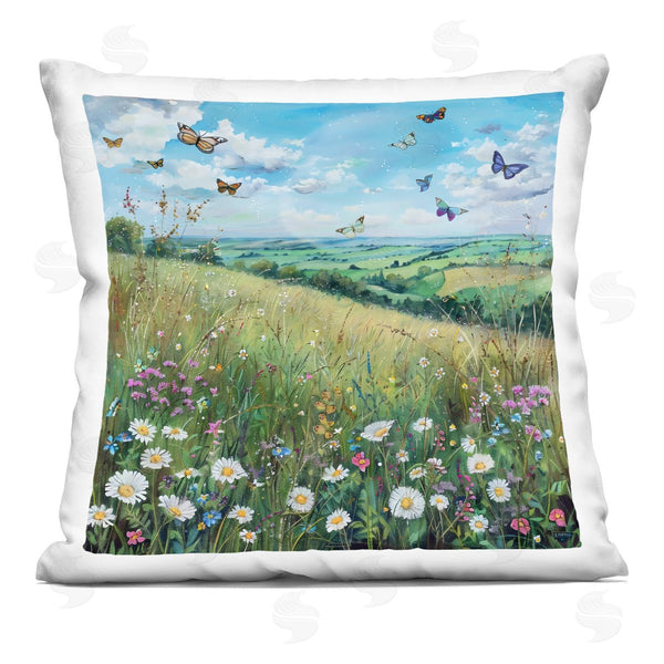 stupell industries LSR Creative Studio | Butterflies In Tranquil Meadow Printed Throw Pillow