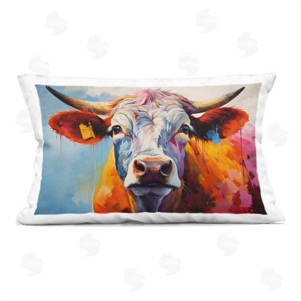 stupell industries LSR Creative Studio | Colorful Cattle Portrait Printed Throw Pillow