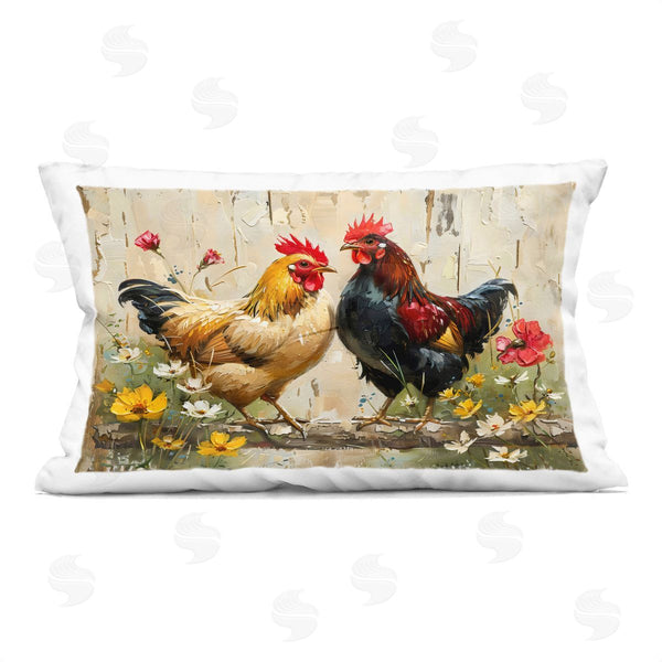 stupell industries LSR Creative Studio | Country Chic Floral Roosters Printed Throw Pillow