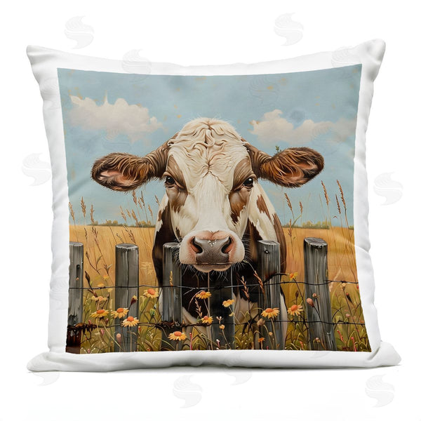 Stupell Industries LSR Creative Studio | Cow & Daisies Fence Printed Throw Pillow