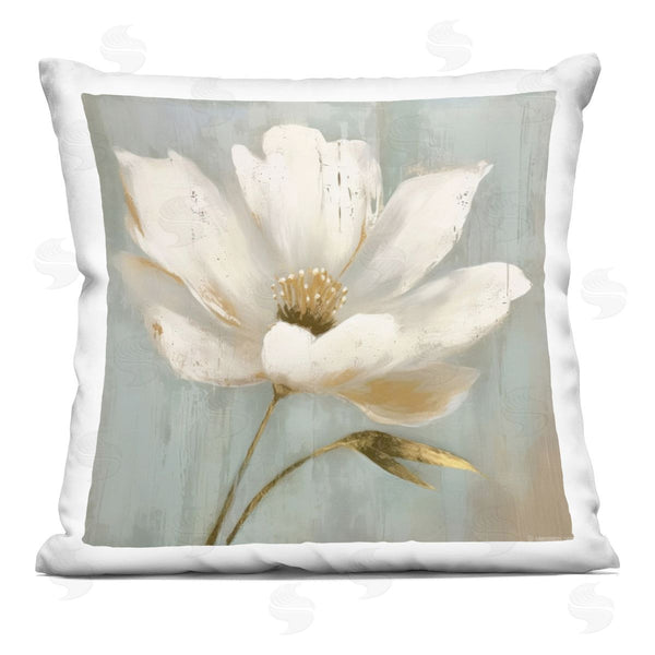 stupell industries LSR Creative Studio | Gold Brushed Flower Printed Throw Pillow
