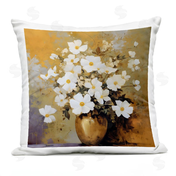 Stupell Industries LSR Creative Studio | Golden Vase With Daisies Printed Throw Pillow