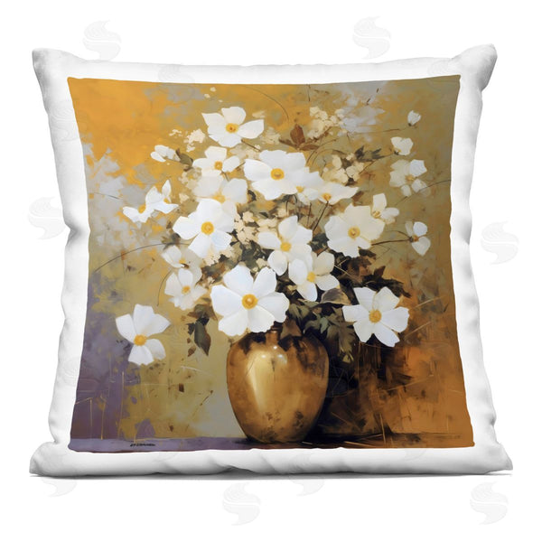 stupell industries LSR Creative Studio | Golden Vase with Daisies Printed Throw Pillow