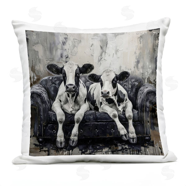 Stupell Industries LSR Creative Studio | Lounging Cows On Couch Printed Throw Pillow