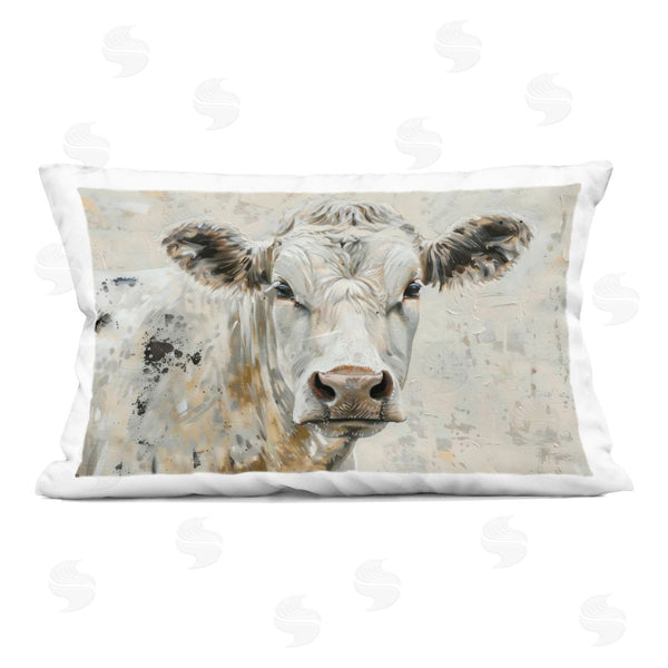 stupell industries LSR Creative Studio | Neutral Cow Portrait Printed Throw Pillow