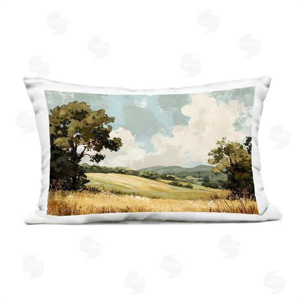Stupell Industries LSR Creative Studio | Peaceful Meadow With Overhanging Clouds Printed Throw Pillow