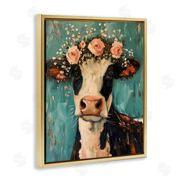 Stupell Industries LSR Creative Studio | Pretty Pink Flower Cow