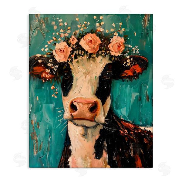 stupell industries LSR Creative Studio | Pretty Pink Flower Cow